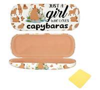 Zorbal Capybara Glasses Case for Women, Hard Shell Sunglasses Case, Cute Spectacle Cases, Glasses Storage with A Yellow Cleaning Cloth, Capybara Gifts for Capybara Lovers Women Men Boys Girls