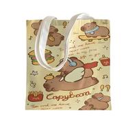 Zorbal Cute Capybara Bag, Double Sided Printed Print Canvas Tote Bag, Reusable Foldable Shopping Bags for Picnics, Camping, Studying & Working, Perfect Capybara Gifts for Girls