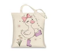 Zorbal Silly Goose Tote Bag, Silly Goose Gifts, Cute Canvas Bag with Long Handles, Funny Shopping Bag for Work, School, Shopping, Gym, Goose Gifts for Women, Girls 40x43cm