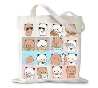 Zorbal Tote bag, Durable Bubu Dudu Canva bag with Secure Inner Pocket, Anime Couple Tote Bags Double-Sided Print for Girls, Anime Fans, Birthday, Holiday, White, 40×35CM