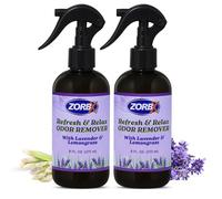 Zorbx Refresh & Relax Odor Remover Spray w/Lavender & Lemongrass - Air Freshener Odor Absorber for Home, Clothes, Kitchen, Room, Fabric, Furniture, Cars (8 Fl Oz, 2 Pack)