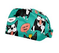 ZORE_FINE5 2 Pcs Working Cap with Button & Sweatband Unisex Adjustable Elastic Bandage Tie Back Bouffant Hats Dog French Bulldog