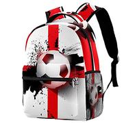ZORE_FINE5 Leisure Campus Travel Backpacks, Football England Flag Bags with Bottle Holder for Girls Boys