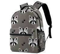 ZORE_FINE5 Leisure Campus Travel Backpacks, Racoon And Paw Points Bags with Bottle Holder for Girls Boys
