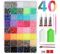 Zorela 40 Colours 40000PCS Bedazzling Kit with Glue & Tools, 3mm AB Flatback Resin Rhinestones for Bedazzling, Bedazzle Kit for Clothes, Shoes, Nail Art & Diamond Art Crafts