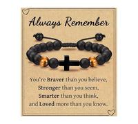 ZORESCOLEO Adjustable Crosses Bead Bracelet for Boys Christening Confirmation Communion Gifts With Gifts Box Godson Son Grandson