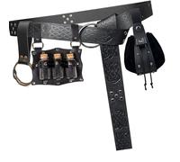 ZORESCOLEO Medieval Punk Embossed Waist Pack Set Waist Belt with Detachable Accessories for Men Women