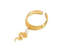 ZORESCOLEO Modern Minimalist Stainless Steel Gold Heart Pendant Double Layer Opening Rings for Women Waterproof Jewelry Pieces