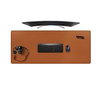 ZORESYN 4XL Oversized large Mouse Pads (140 x 60cm) - PU Leather Extended Large Gaming Mousepad Desk Mat - Nonslip Base and Waterproof Desktop Keyboard Extended Mouse Mat (Light Brown, 4XL)