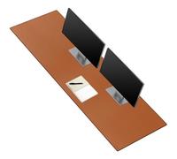 ZORESYN PU Leather Desk Mat Waterproof Anti-oil Dining table mat - 170x50cm - Non-Slip Mouse Pad, Large Desk Pad with Suede Base,Stitched Edges Computer Desk Mat for Gamer, Office & Home | Light Brown