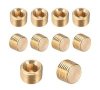 zorfar 10 PCS Brass Hex Countersunk Allen Plug, Male BSPT 1/16" 1/8" 1/4" 3/8" 1/2" Internal Hex Threaded Pipe Stop Fitting(1/8")