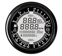 zorfar 6 In 1Multi-function Gauge Meter 12V 85mm 0-10Bar GPS Speedometer Tachometer Digital LCD Speed Fuel Level Water Temp Meter(BN)