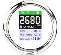zorfar 85mm 6 In 1 Multi-functional CANbus Gauge Oil Pressure Voltmeter Fuel Level Water Temperature Gauge Hour Meter For Marine Boat(WS)