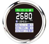 zorfar 85mm 6 In 1 Multi-functional CANbus Gauge Oil Pressure Voltmeter Fuel Level Water Temperature Gauge Hour Meter For Marine Boat(BS)