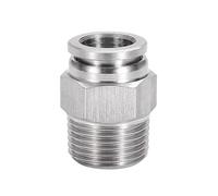 zorfar PC Series 304 Stainless Steel Push-in Nipple, BSPT Male Female Thread 1/8"-3/4" Pneumatic Connector 1PCS(16-02 (16mm-1l4))