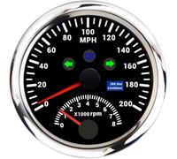 zorfar Tachimetro GPS impermeabile 85MM 120/200 km/h MPH con contagiri 0-8000 giri/min retroilluminazione rossa per misuratore di velocità per auto per barche a motore(200 MPH B)