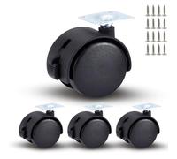 Zorfeter 1 Inch Swivel Stem-Casters Wheels, Heavy Duty Nylon 4-Count, Plate Mount, Load Capacity 20-40kg, for Furniture, Cart, Cabinet, Shelf