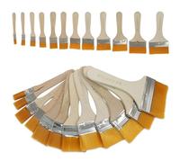 Zorfeter 12PCS Assorted Size Art Paint Brush Set, Versatile Flat Hake Brushes Nylon Bristles, Wide Flat Paint Brushes for Watercolor, Varnish, Ceramic, Pottery Painting/Artists(Yellow,1-12#)