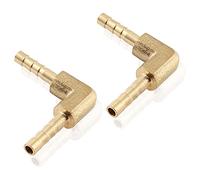 Zorfeter 2 Pack Brass Hose Barb Fitting 5/32" x 5/32" 4mm ID 90 Degree L Right Angle Elbow