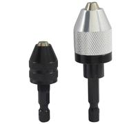 Zorfeter 2 PCS Keyless Drill Chuck, 1/4 Inch Hex Shank Drill Bit Fast Change Converter, Extension Screwdriver Adapter for Impact Drill/Tool Attachment 0.3-6.5mm, 0.3-3.6mm (Style B)