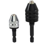 Zorfeter 2 PCS Keyless Drill Chuck, 1/4 Inch Hex Shank Drill Bit Fast Change Converter, Extension Screwdriver Adapter for Impact Drill/Tool Attachment 0.3-6.5mm, 0.3-3.6mm (Style A)