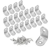 Zorfeter 20 Pcs Stainless Steel L Bracket Small Corner Brace 1 Inch x 1 Inch Metal Joint Right Angle Bracket 90 Degree Corner Fastener for Wood Furniture Cabinet Drawer Bedframe Chair