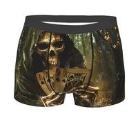 ZORIN Boxer Briefs For Men Underwear Cards Skull Grim Reaper Holding Stretch Trunks Underpants Black