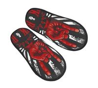 ZORIN Cozy Slippers Plush House Shoes Hand Rock N Roll Comfy Warm House Shoe With Anti-Skid Rubber Sole For Women Men