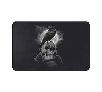 ZORIN Crow Is On The Skull Flannel Welcome Door Mat Non-Slip Absorbent Floor Mats Carpet Doormats Indoor Rug For Bedroom Kitchen Entrance Bathroom 20x31.5 In