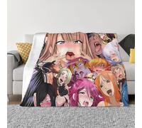 ZORIN Flannel Fleece Throw Blanket 40"X30" 3d Printed Colorful Hentai Anime Face Warmth Blankets For Sofa Travel,Campingrooms