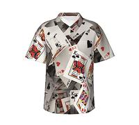ZORIN Mens Hawaiian Shirt Funky Short Sleeve Playing Cards Gambling Poker Hawaii Top Casual Wear Summer Shirts for Beach Holiday Party Black