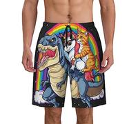 ZORIN Mens Swim Shorts Swimming Trunks Cat Unicorn Riding Dinosaur Rainbow Beach Pants Quick Dry Boardshorts for Summer