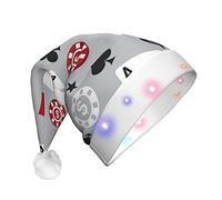 ZORIN Plush Santa Hat With Led Lights Christmas Hat Poker Casino Currency Xmas Hats Holiday Party Supplies Christmas Costume For Adults