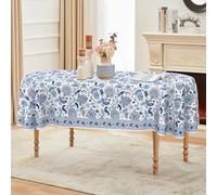 ZORKET Oval Tablecloth 60 x 84 Inch, Blue Paisley Floral Flower Oval Table Cloth, Washable Wrinkle Free Oval Table Cover for Kitchen Dinning Party