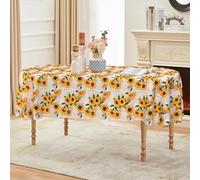 ZORKET Oval Tablecloth 60 x 84 Inch, Spring Summer Vintage Sunflower Oval Table Cloth, Washable Wrinkle Free Oval Table Cover for Kitchen Dinning Party