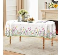 ZORKET Spring Summer Flower Tablecloth Oval 52x70 Inch, Oval Floral Tablecloths Stain Resistant Wrinkle Free Wildflower Table Cloth Decor for Dinner Party Picnic