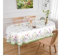 ZORKET Spring Summer Flower Tablecloth Oval 60x120 Inch, Oval Floral Tablecloth Stain Resistant Wrinkle Free Wildflower Table Cloth Decor for Dinner Party Picnic