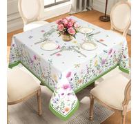 ZORKET Spring Summer Flower Tablecloth Square 60 Inch, Square Floral Tablecloth Stain Resistant Wrinkle Free Wildflower Table Cloth Decor for Dinner Party Picnic