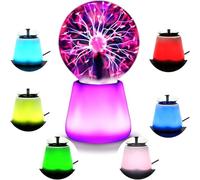 Zorkkra 3 Inch Plasma Ball Lamp - USB Powered Touch Sensitive Plasma Globe, Magic Glass Plasma Lamp, 7 Color LED Atmosphere Lamps for Room Party Desk Decor