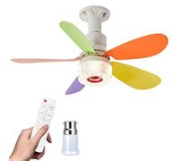 Zorkkra 52cm E27/B22 Ceilings Fans with Light & Remote Control, 3 Colors Dimmable, Bluetooth 5.1 Speaker, RGB Multi-Modes Light, with 5 Blade, 3 Speeds, 1/2hr Timing (B22-Colorful)