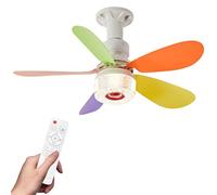 Zorkkra 52cm E27/B22 Ceilings Fans with Light & Remote Control, 3 Colors Dimmable, Bluetooth 5.1 Speaker, RGB Multi-Modes Light, with 5 Blade, 3 Speeds, 1/2hr Timing (E27-Colorful)