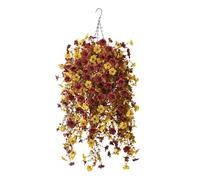 Zorkkra 70cm Autumn Hanging Basket UV-Resistant Fake Flowers, Autumn Artificial Hanging Flowers Decorations, Indoor Outdoor Autumn Decor for Home Garden Thanksgiving (B)