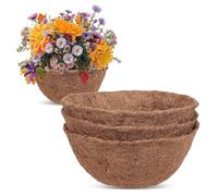 Zorkkra Hanging Basket Liners 3 Pack, 10/12/14/16 Inch Round Coco Fiber Liners for Hanging Baskets, Natural Coconut Fibre Planter Liners for Wall Baskets, Garden Window Box Outdoor Planters (16 Inch)