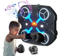 Zorkkra Kids Music Boxing Machine with Bluetooth, Smart Musical Punching Machine for Wall, Adjustable 3-Level Speed & Sound Reactive LED for Indoor Fitness Fun, Boxing Machine with Gloves (Black)