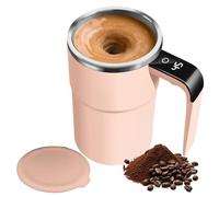 Zorkkra Smart Temperature Display Magnetic Self Stirring Cup 380ml, USB Rechargeable Automatic Coffee Cup - Portable Protein Shaker for Milkshake Smoothie (Pink)