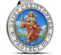 Zorleniva St Christopher Medal for Car, Saint Christopher Medal for Car Visor Clip, Colorful Relief Design, New Driver Gifts for Protection and Safe Travels (1)