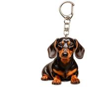 ZORLIN 2D Acrylic Dachshund Dog Keychain, Decorative Accessory for Handbags | Acrylic; commuters, dog-loving drivers and gift giving; not intended for securing heavy items or as a load-bearing clip