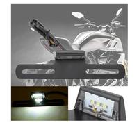 Zorlun 1pc 12V 1W Motorcycle Aluminum License Plate Holder Bracket Support White 3 LED Light Motorbike Scooter Number