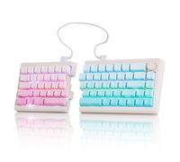 ZORNHER ST68 Wireless Ergonomic Split Mechanical Keyboard,65% Pink & Blue Custom Creamy TKL Keyboard with Knob,Lighted Up PBT Keycaps,Pre-lubed Linear Switches,Hot-Swappable,RGB Backlit