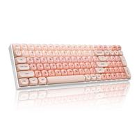 ZORNHER ZH100 Base Mechanical Keyboard, 98% Creamy Pink Keyboard with Number Pad, Full Size Gaming Keyboard, Jelly MOA Profile Round Keyboard, Clicky Blue Switches
